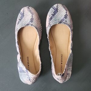 Lucky Brand Women's Snakeskin Flats - Blue and Pink